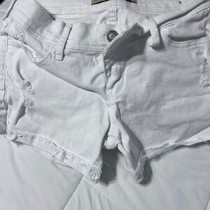 Hollister White Distressed Jean Shorts